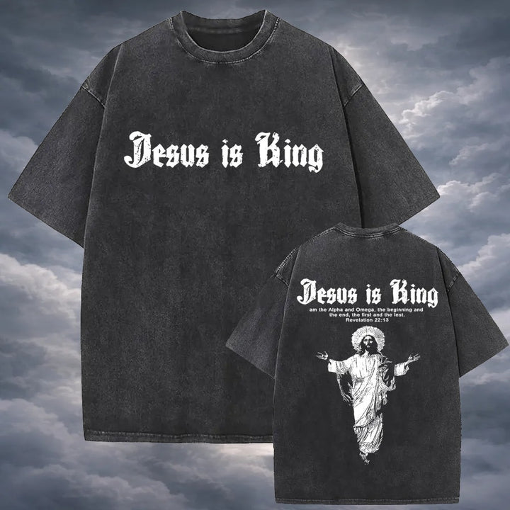 Polera Vintage Cristiana Jesus is King - Estilo Desgastado