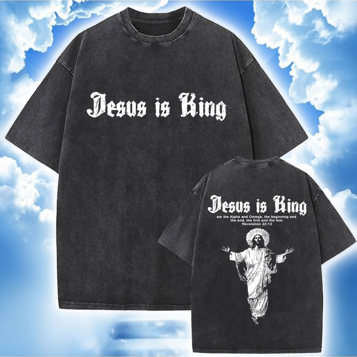 Polera Vintage Cristiana Jesus is King - Estilo Desgastado